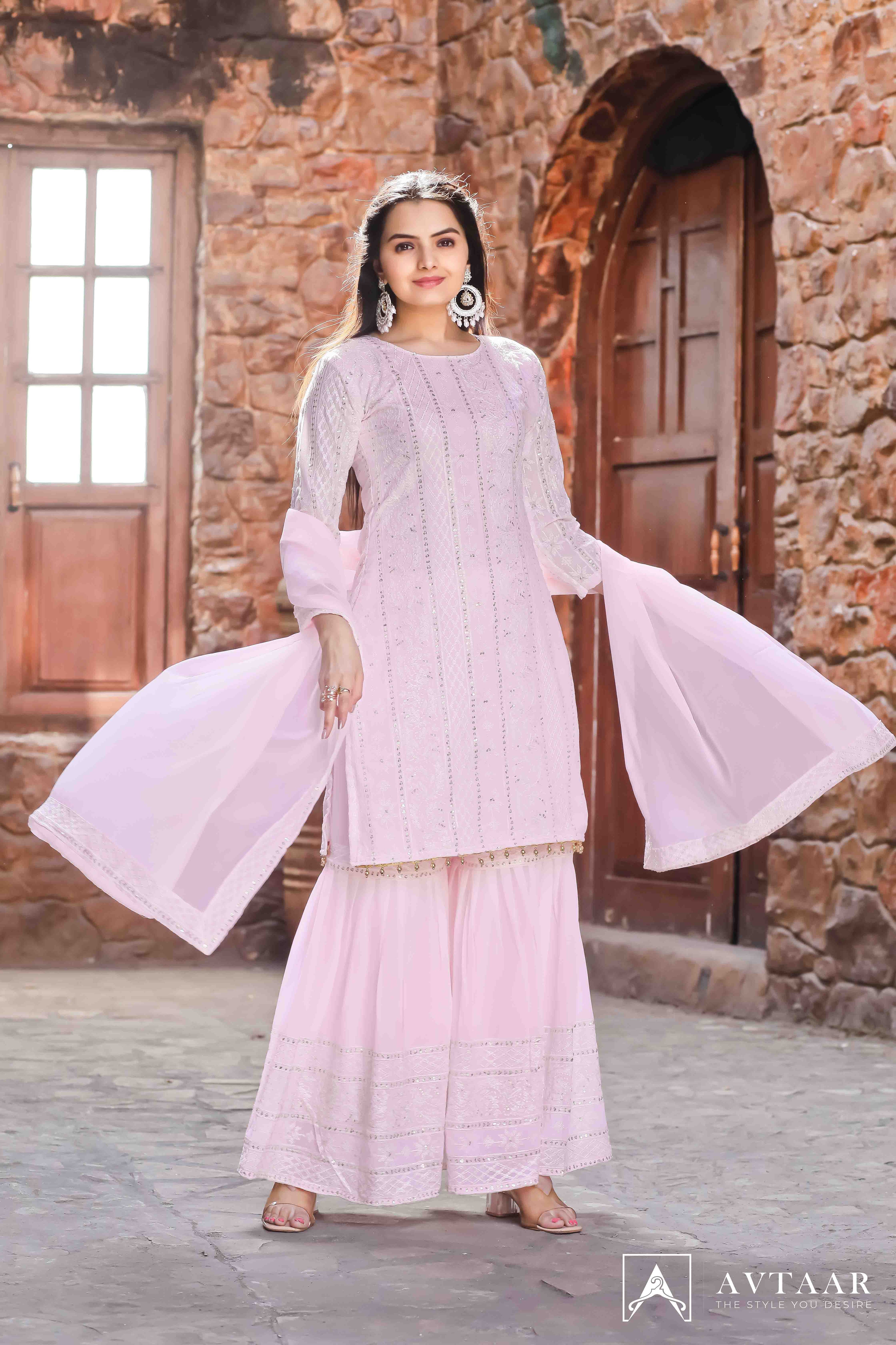 Dreamy Dusk Pink Sharara Suits