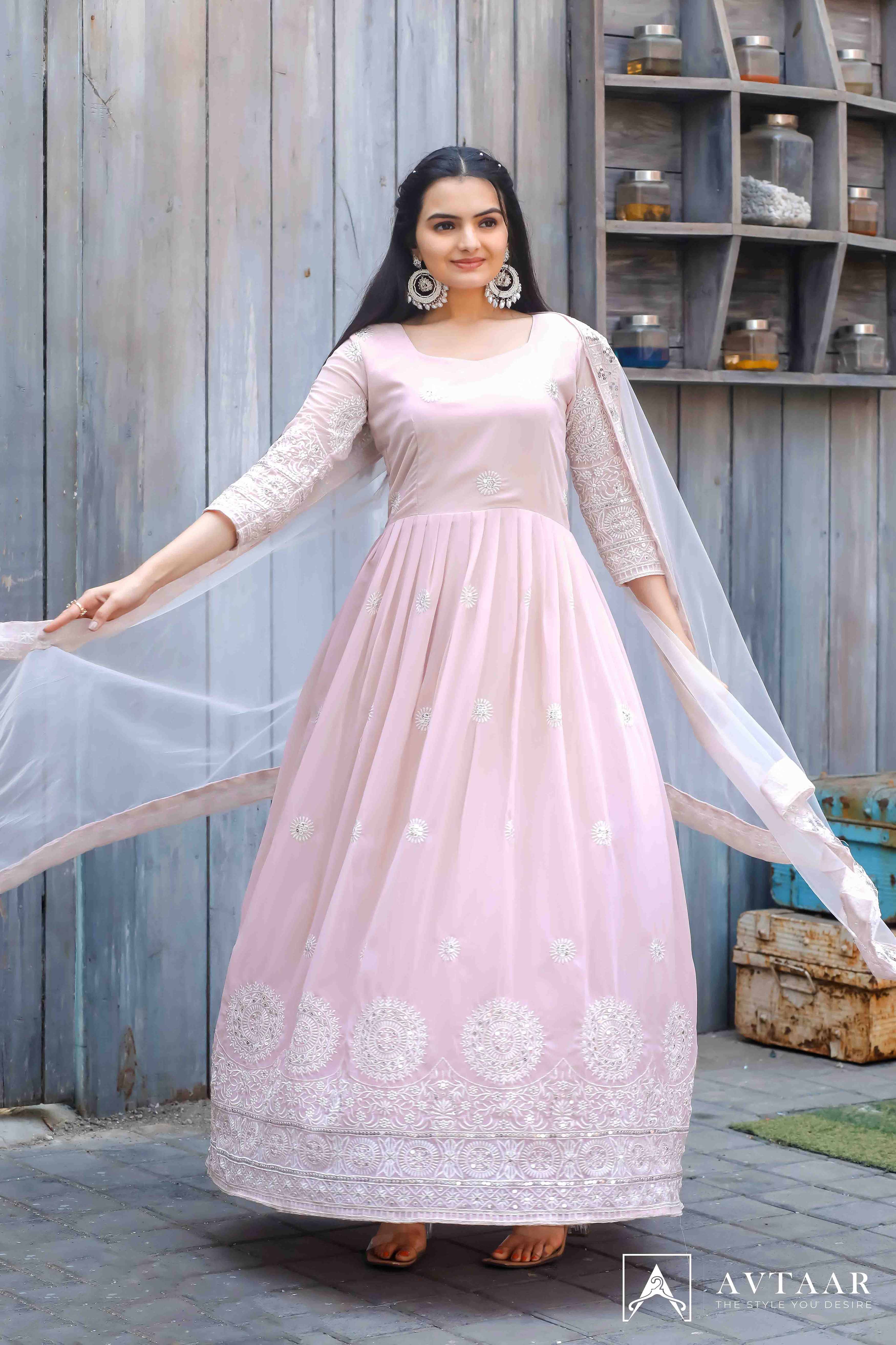 Pink Rose Petal Anarkali Suits