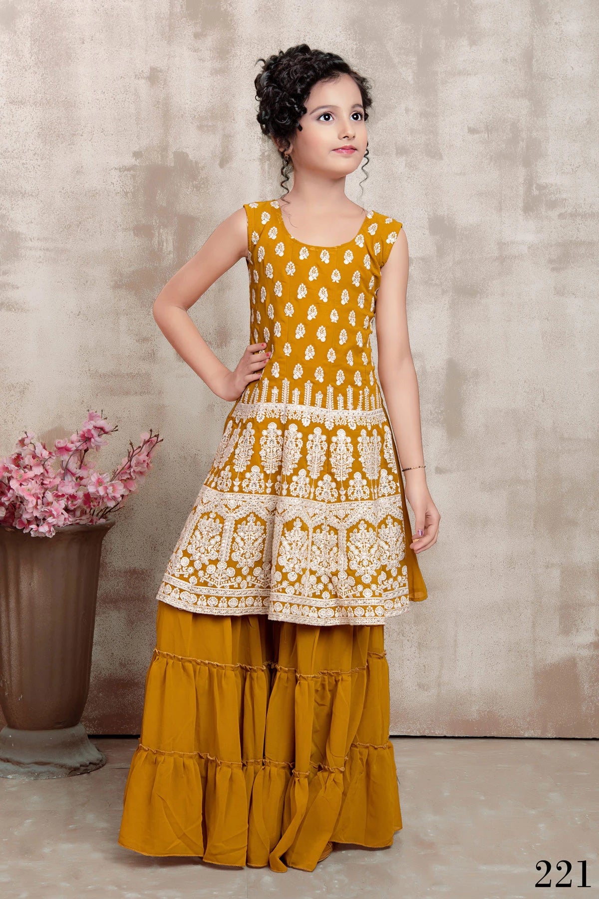 Moonlit Magic Yellow Kids Salwar Suit