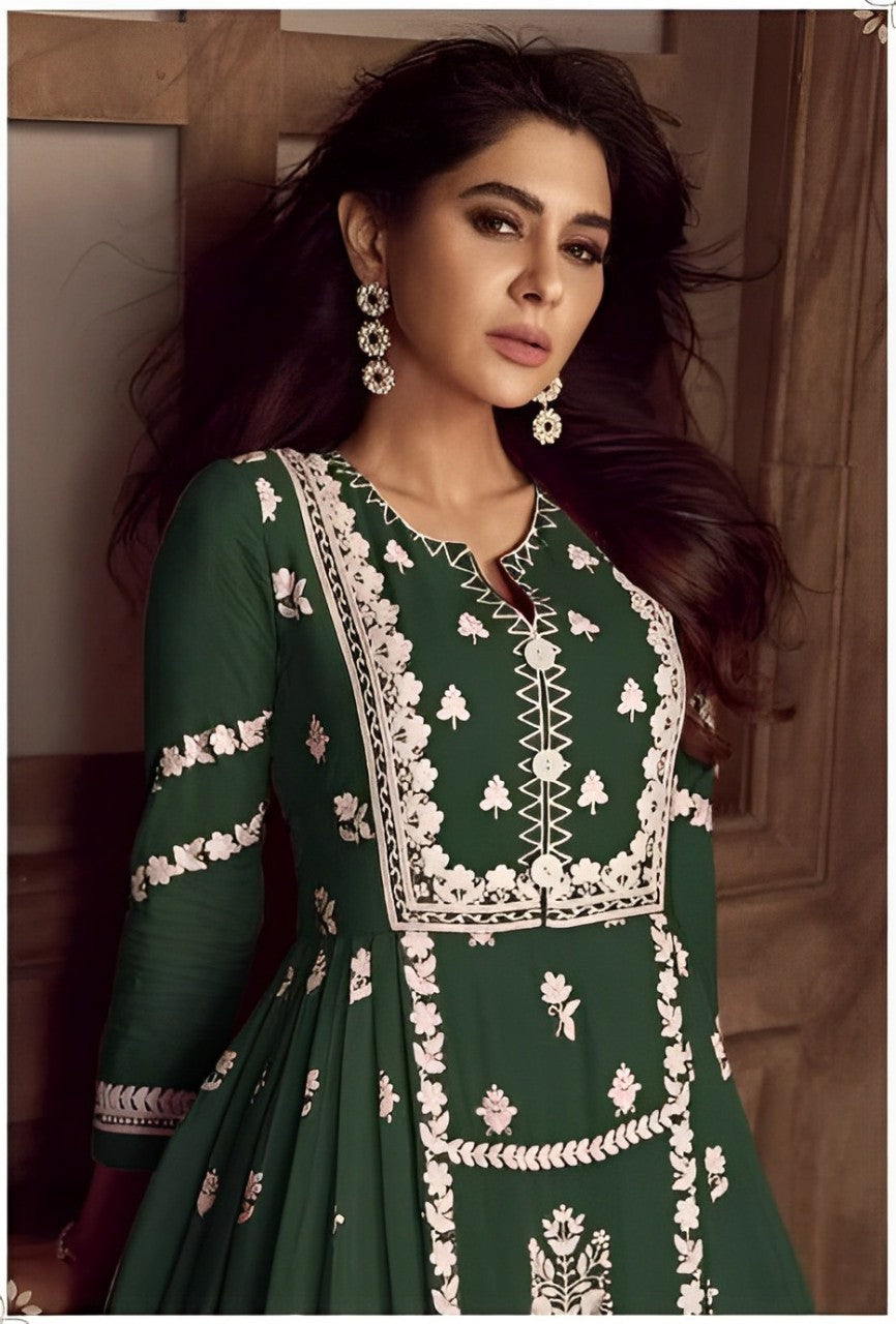 Green Cotton Kurti With Bottom