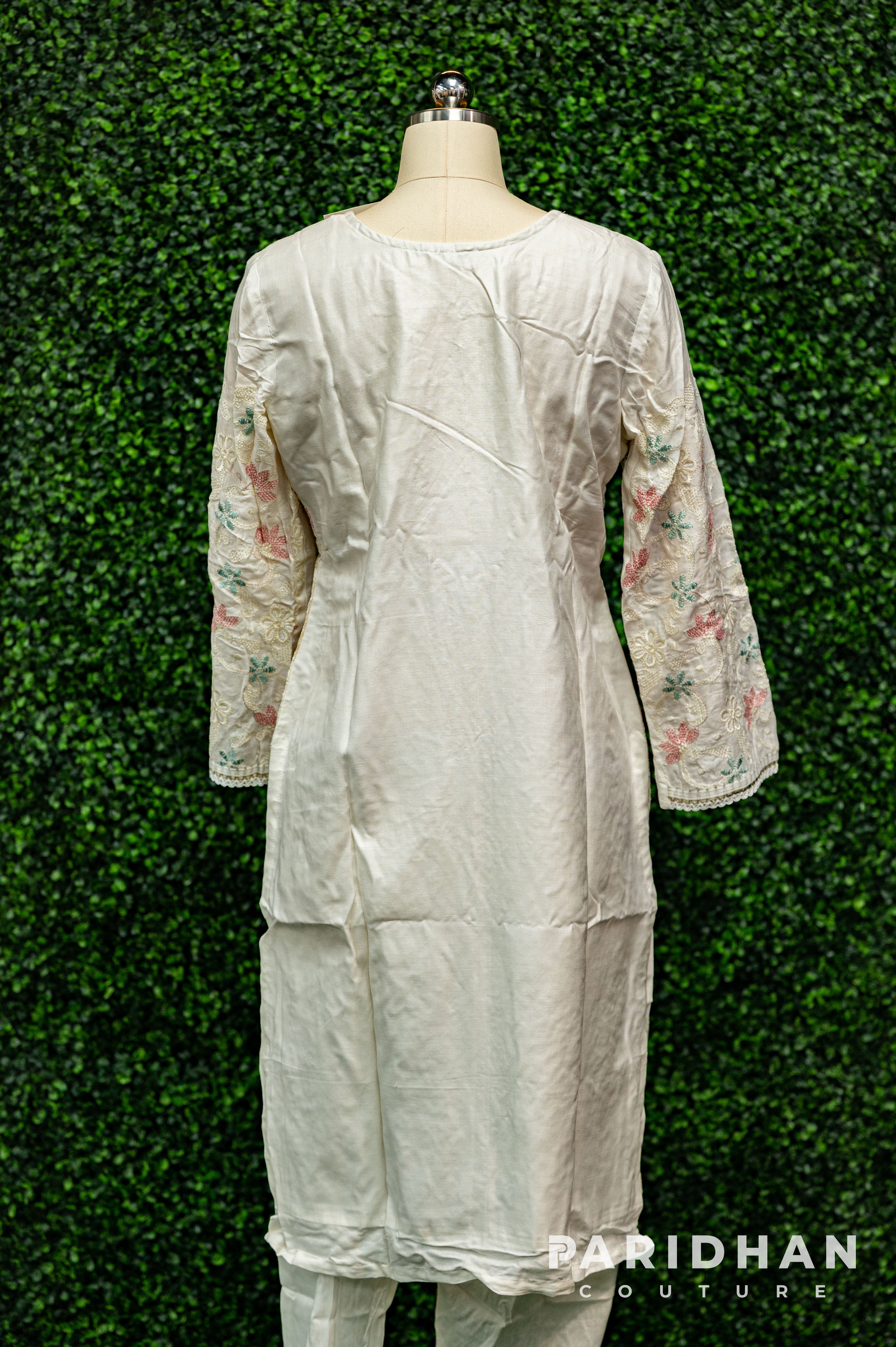 White Floral Embroidery Salwar Suit