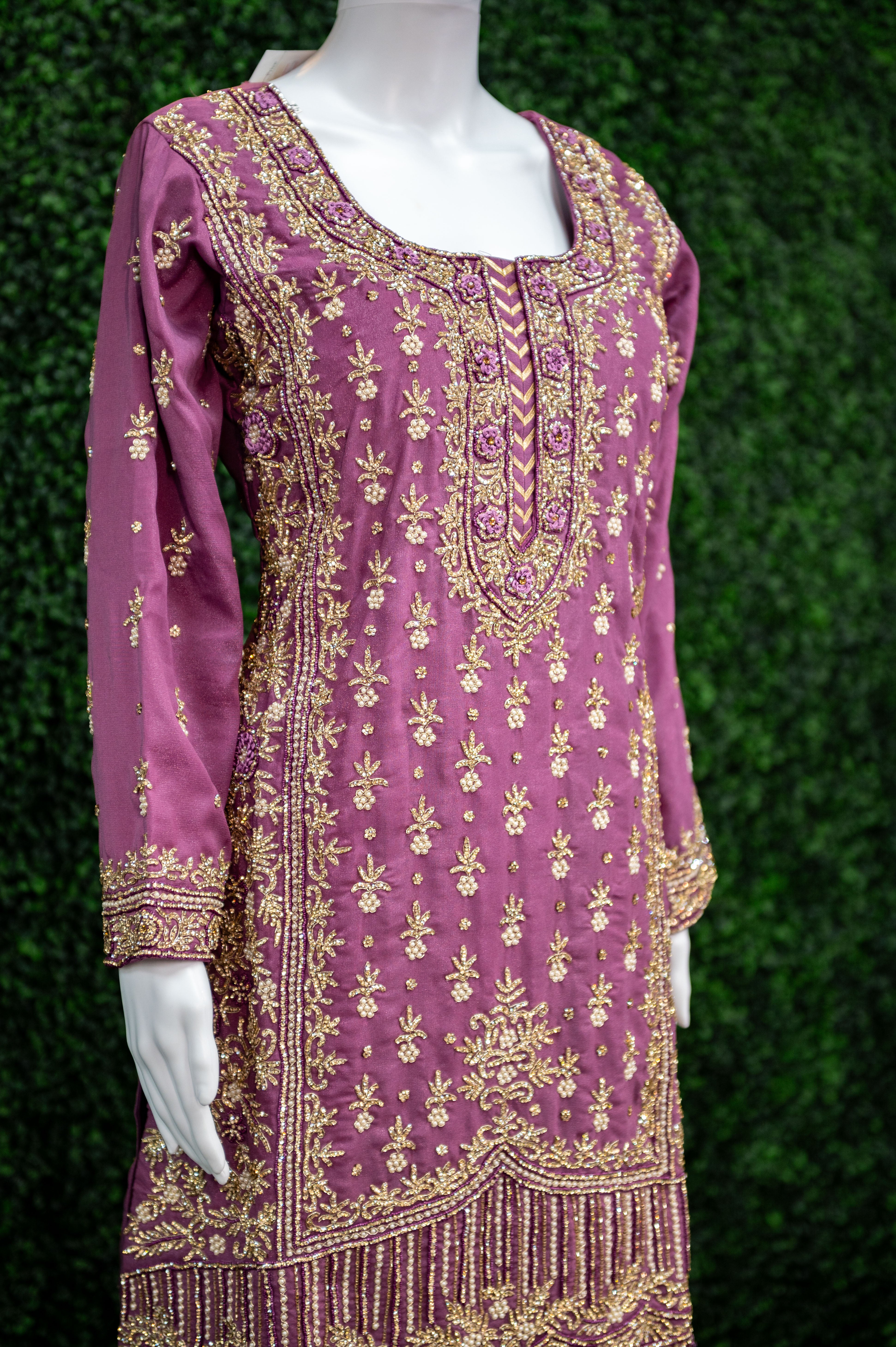Magenta Stone Work Gharara Suit