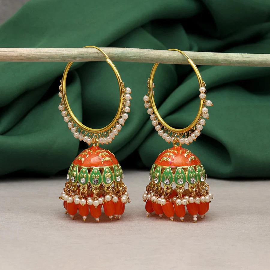 Radiant Orange Meenakari Earrings