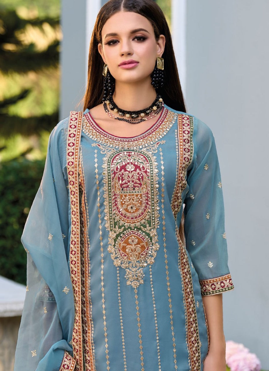 Embroidered Festive Wear Palazzo Suit