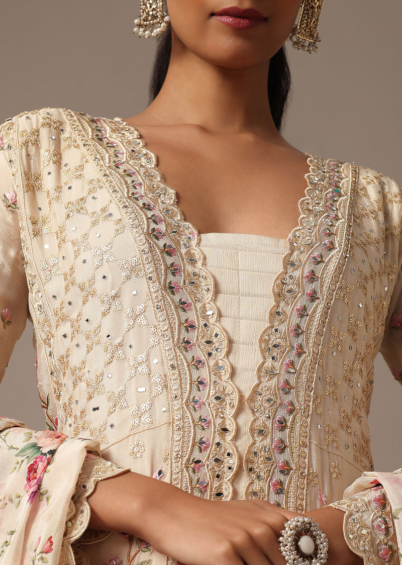 Beige Kurti Style Palazzo Suit