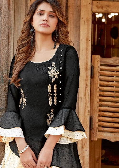 Gorgeous Designer Rayon Kurti Black (Kurti Only)