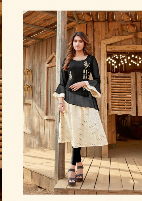 Gorgeous Designer Rayon Kurti Black (Kurti Only)