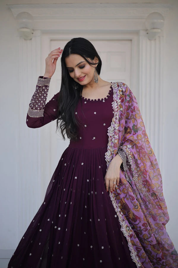 Deep Violet Blooming Anarkali