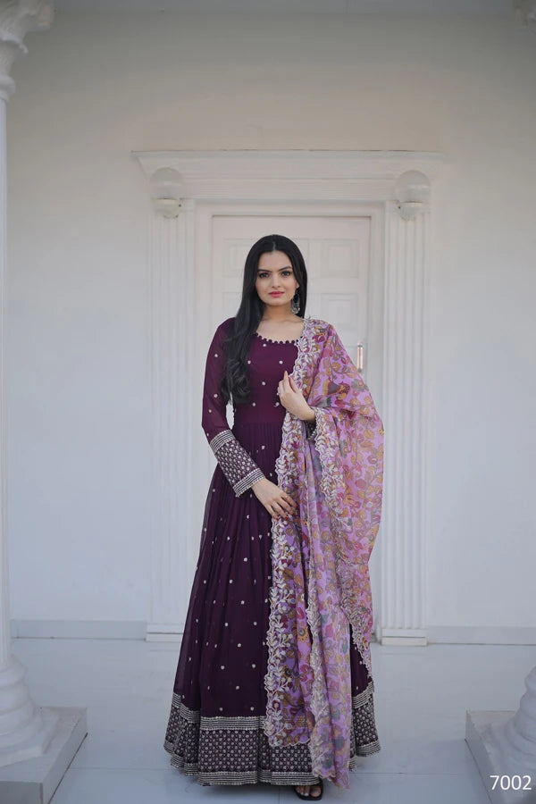 Deep Violet Blooming Anarkali