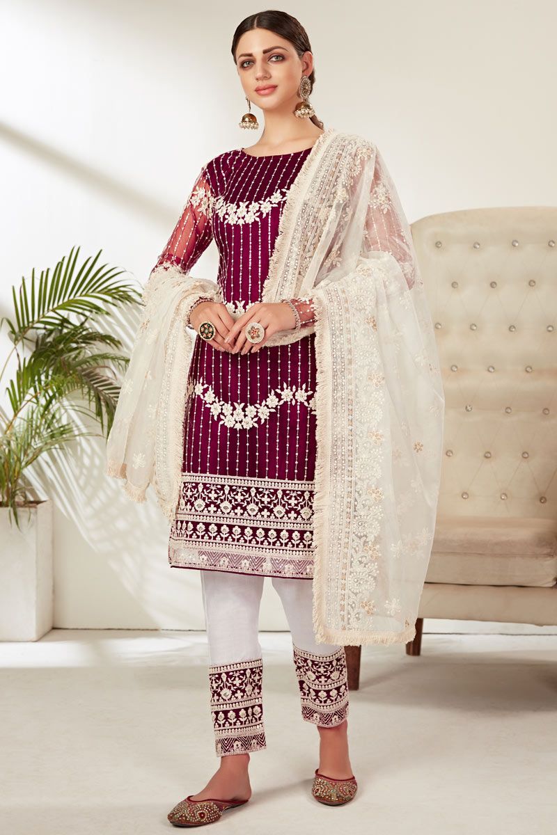 Purple Color Fancy Embroidered Salwar kameez design