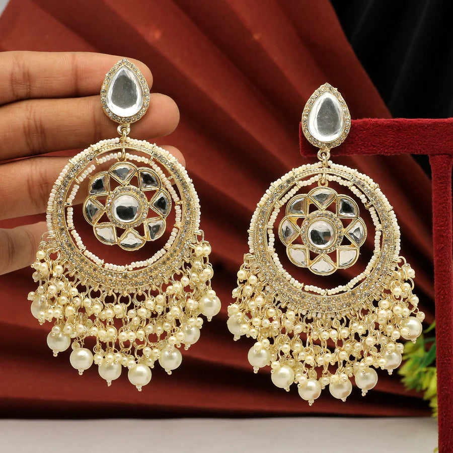 Gorgeous Kundan Earrings White