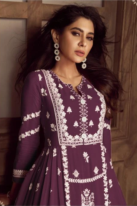 Wildberry Purple Party Kurti With Bottom