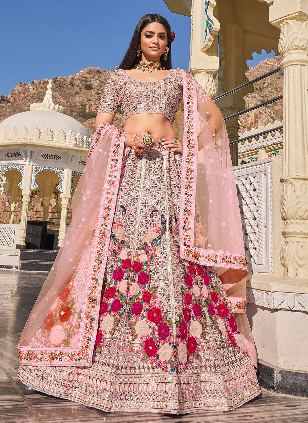 Bridal Net Multi Work Designer Lehenga