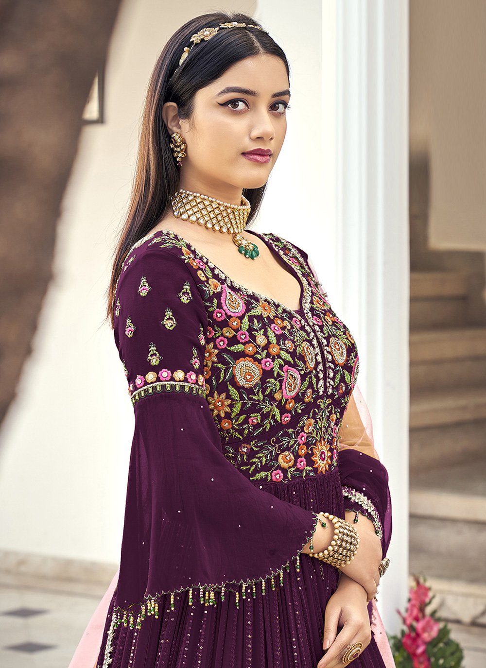 Georgette Embroidered Anarkali Suit